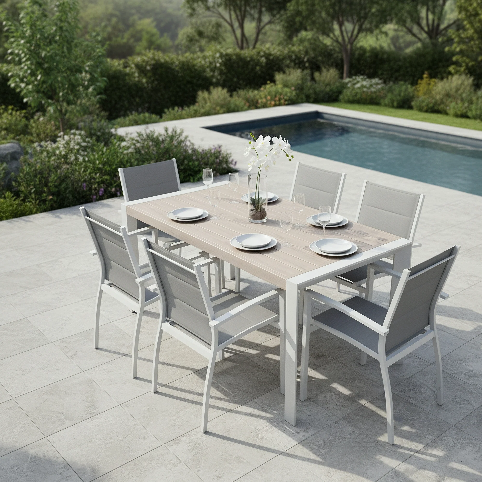 Torres 2pc Set Outdoor Aluminium Dining Chair White - Image 3