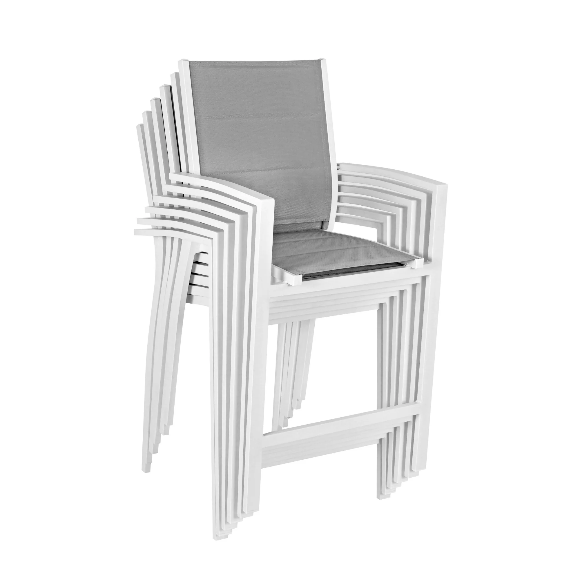 Torres 2pc Set Outdoor Barstool Aluminium Bar Chair White - Image 7