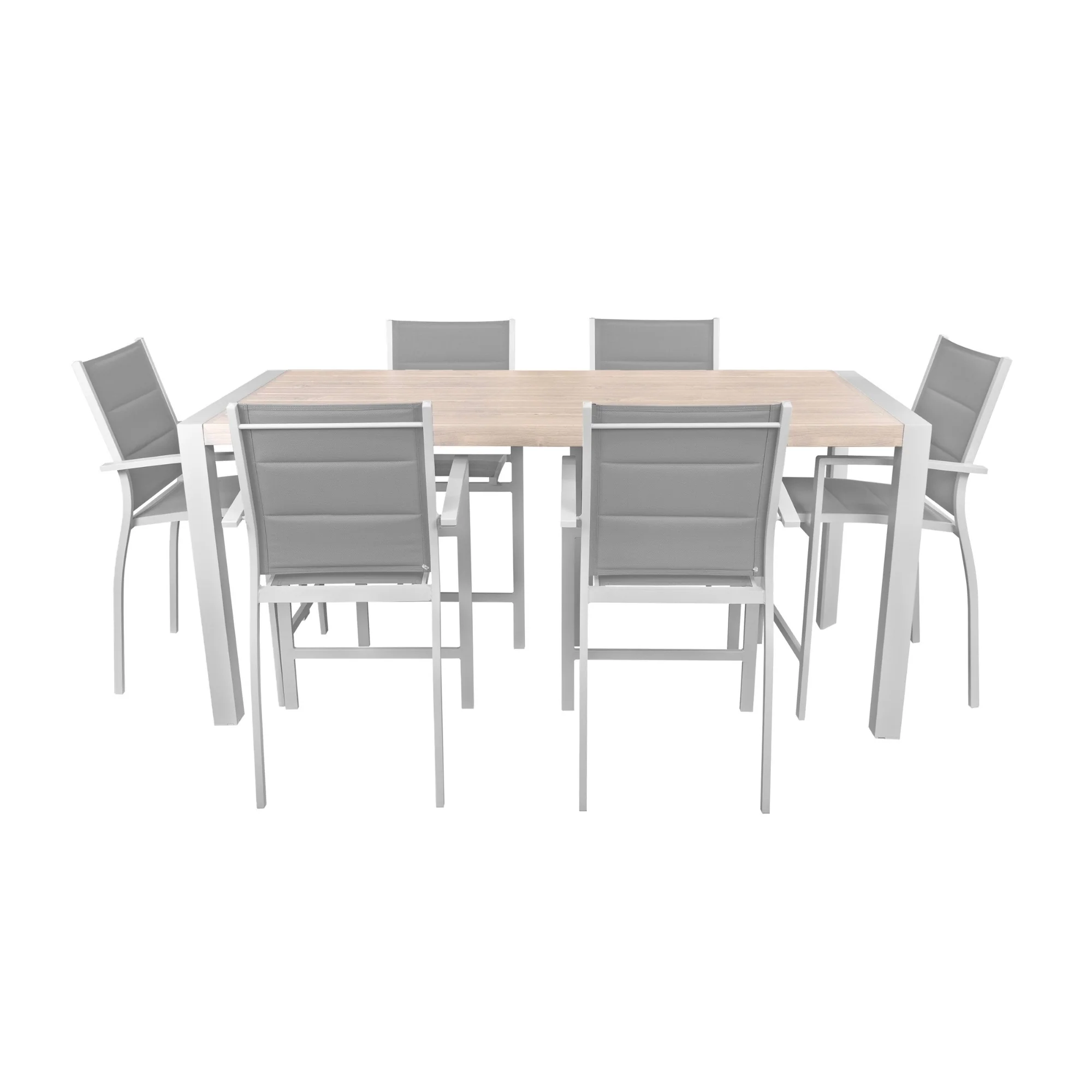 Torres 7pc Set Outdoor Aluminium Bar Table 6 Barstool Chair White - Image 4