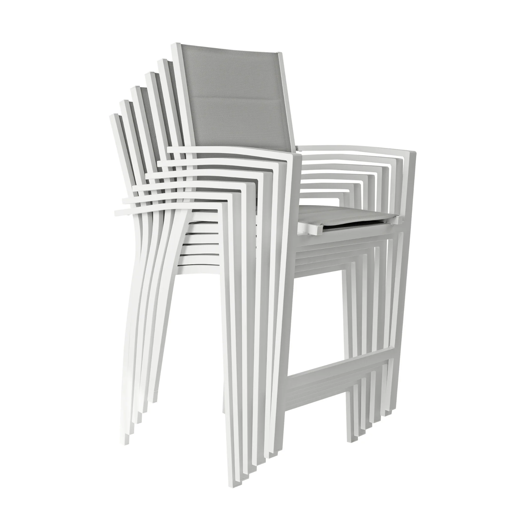 Torres 7pc Set Outdoor Aluminium Bar Table 6 Barstool Chair White - Image 7