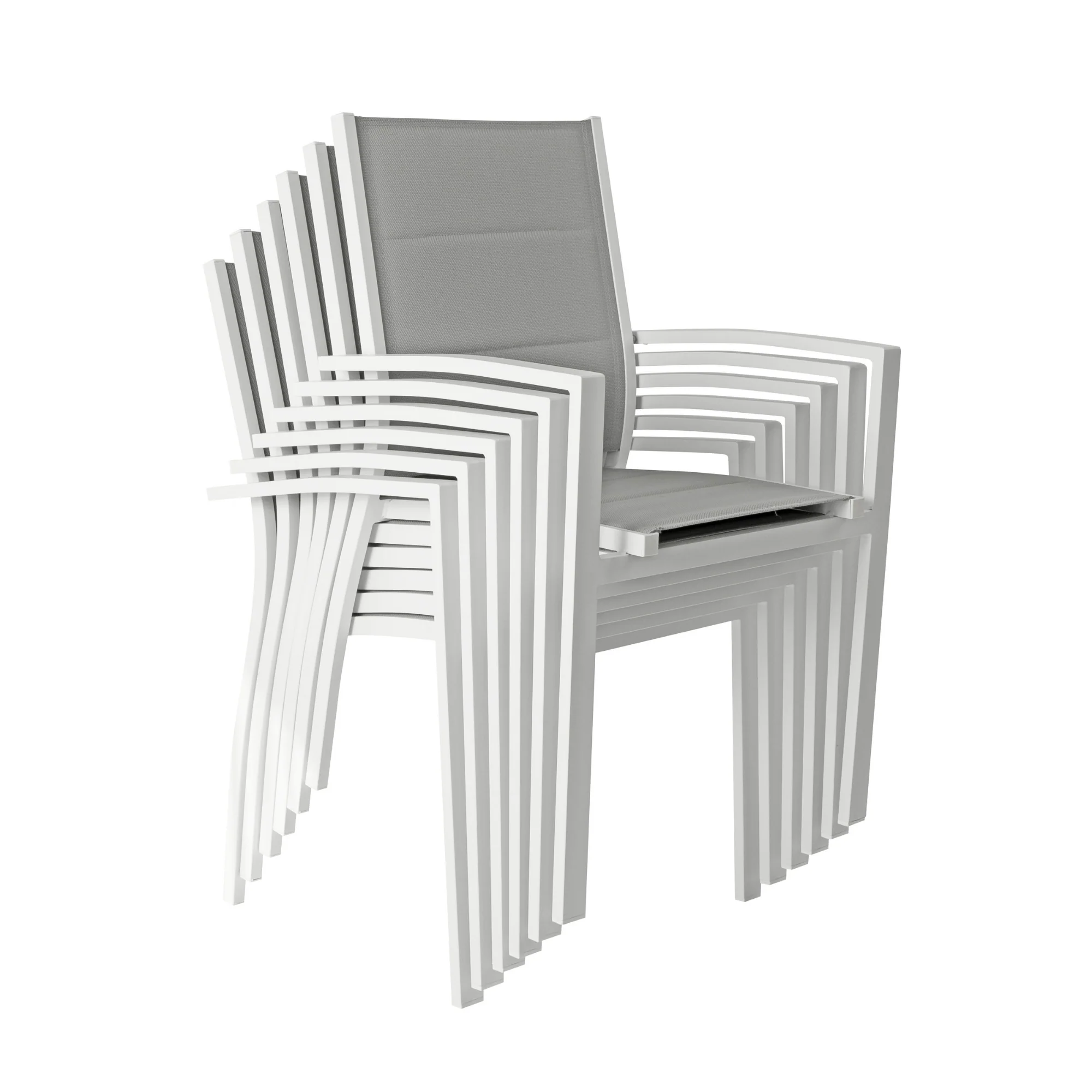 Torres 7pc Set Outdoor Aluminium Dining Table 6 Chair White - Image 7