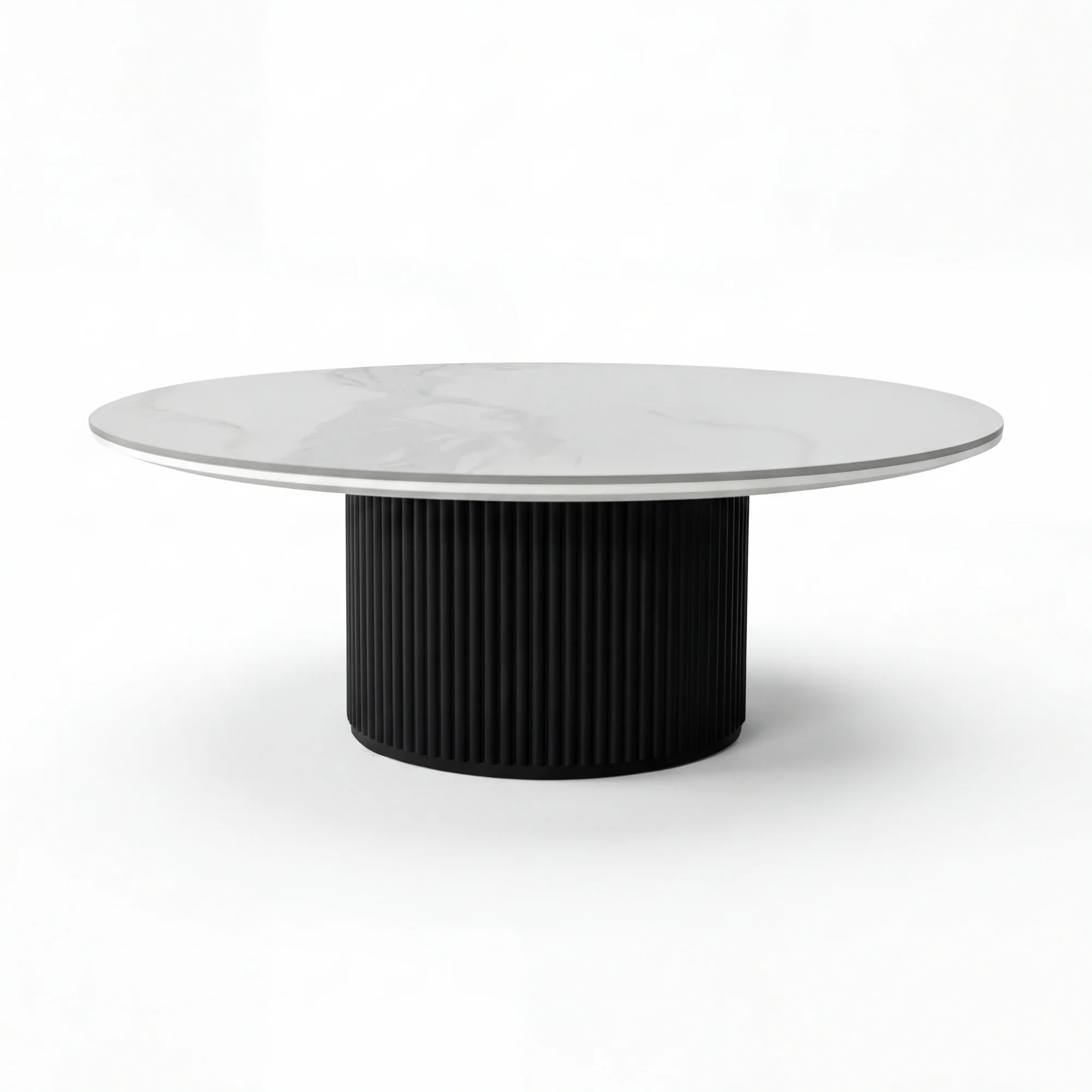 Valen 110cm Round Cofffe Table Ceramic Stone Top Black - Image 2