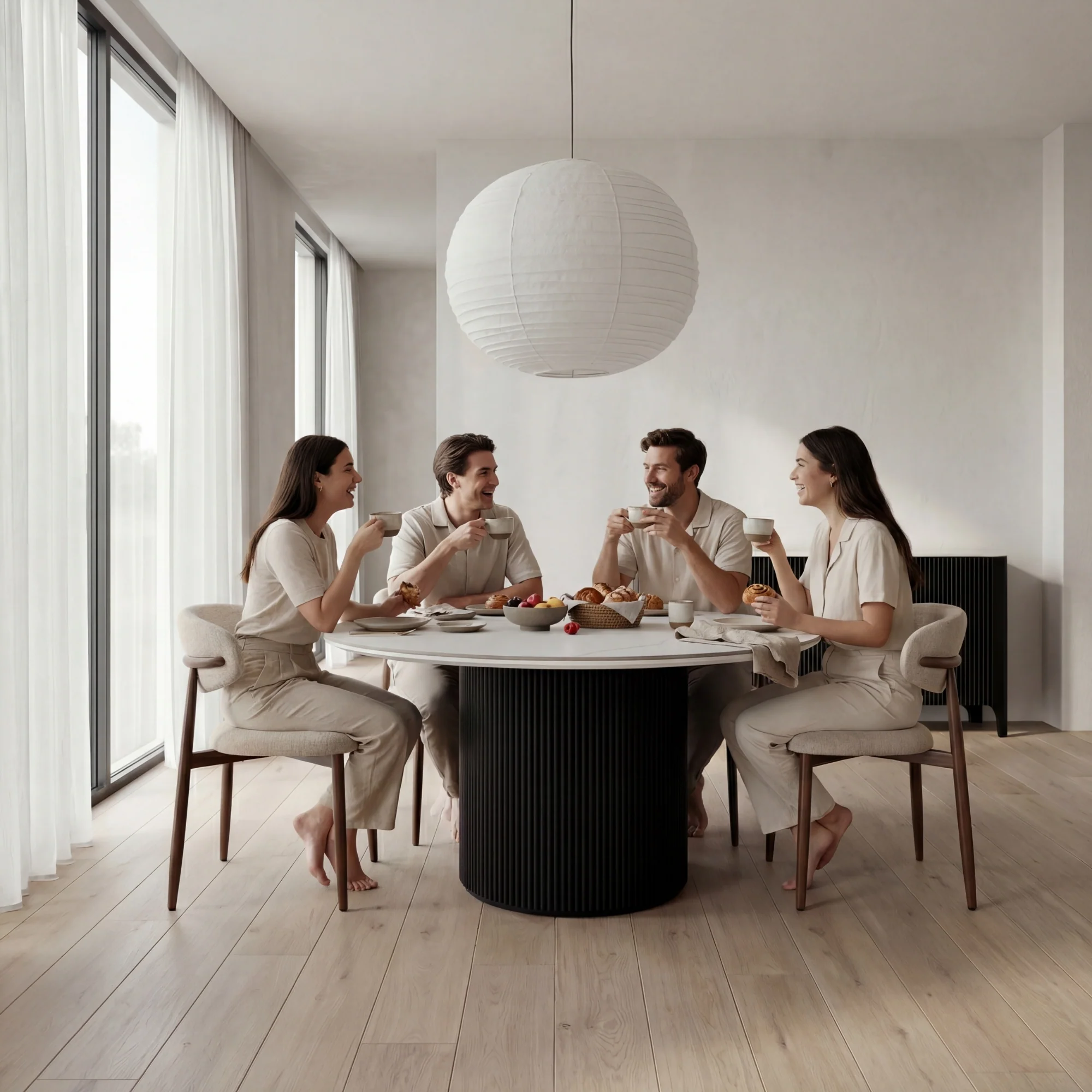Valen 150cm Round Dining Table Ceramic Stone Top Black - Image 3