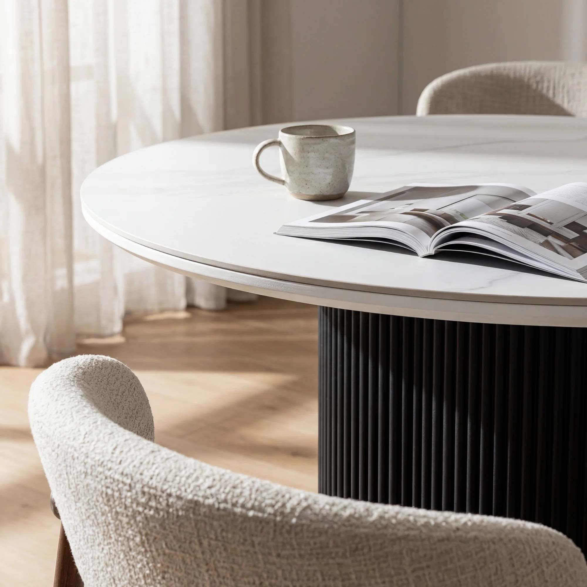 Valen 150cm Round Dining Table Ceramic Stone Top Black - Image 4