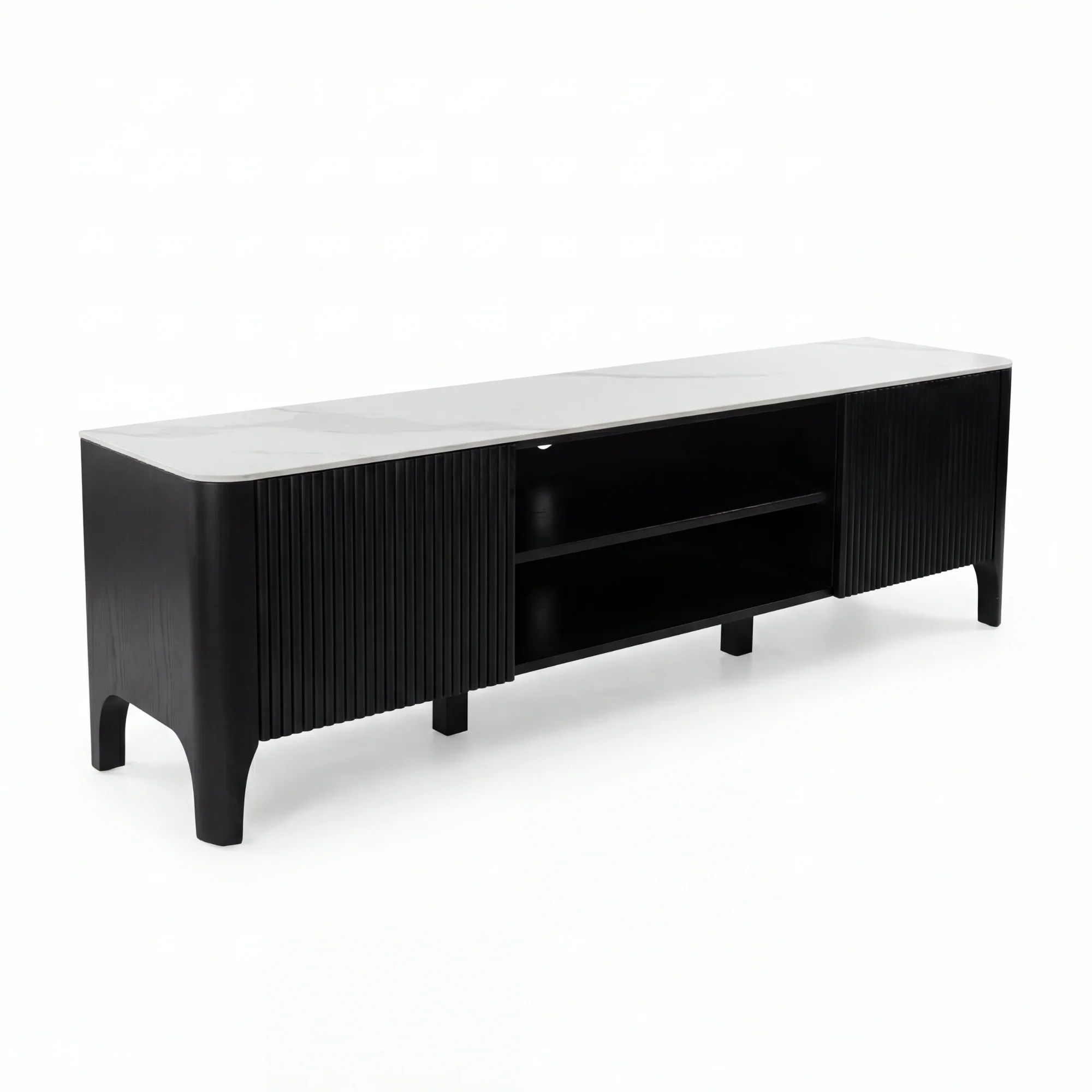 Valen 200cm ETU Entertainment TV Unit Ceramic Stone Top Black - Image 2