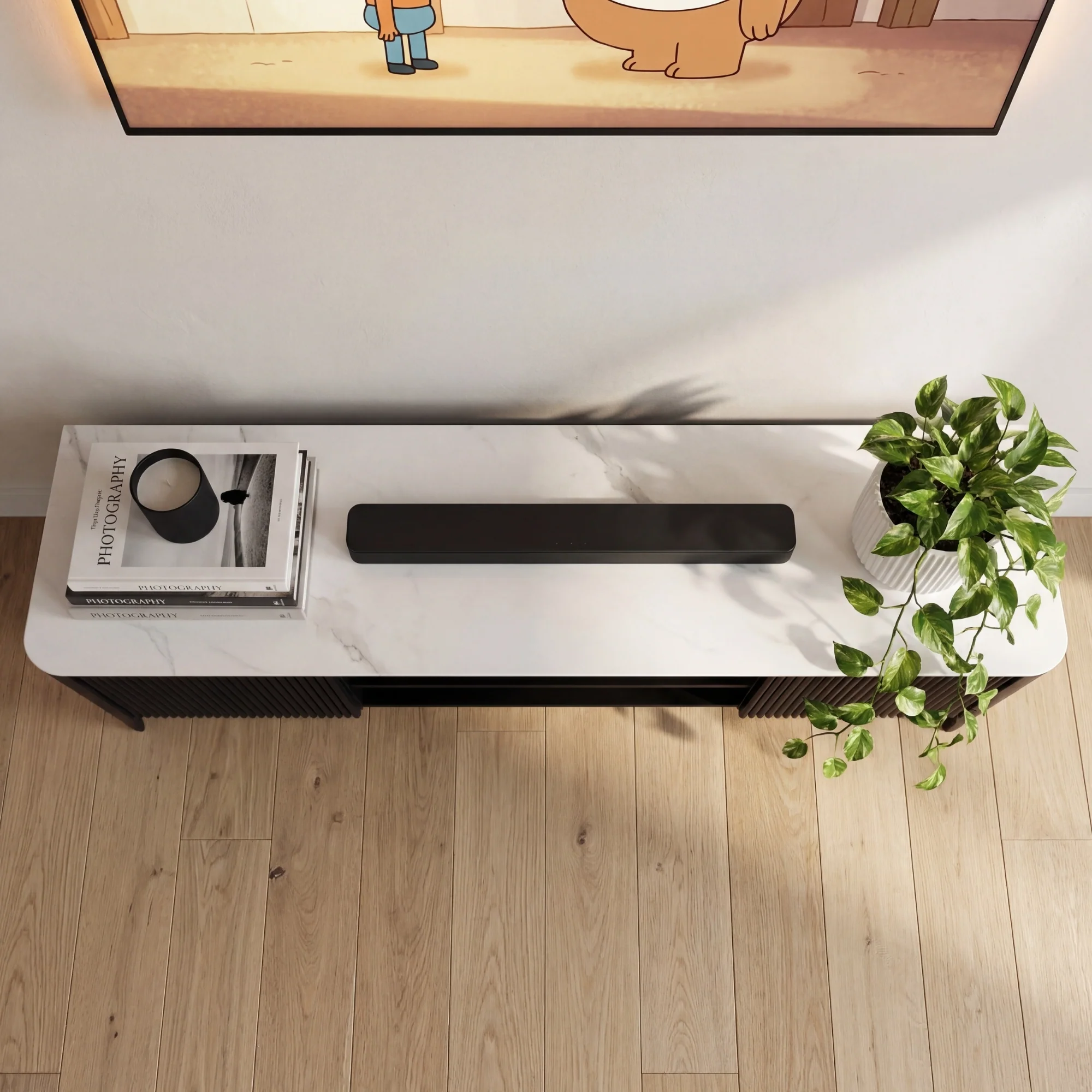 Valen 200cm ETU Entertainment TV Unit Ceramic Stone Top Black - Image 4