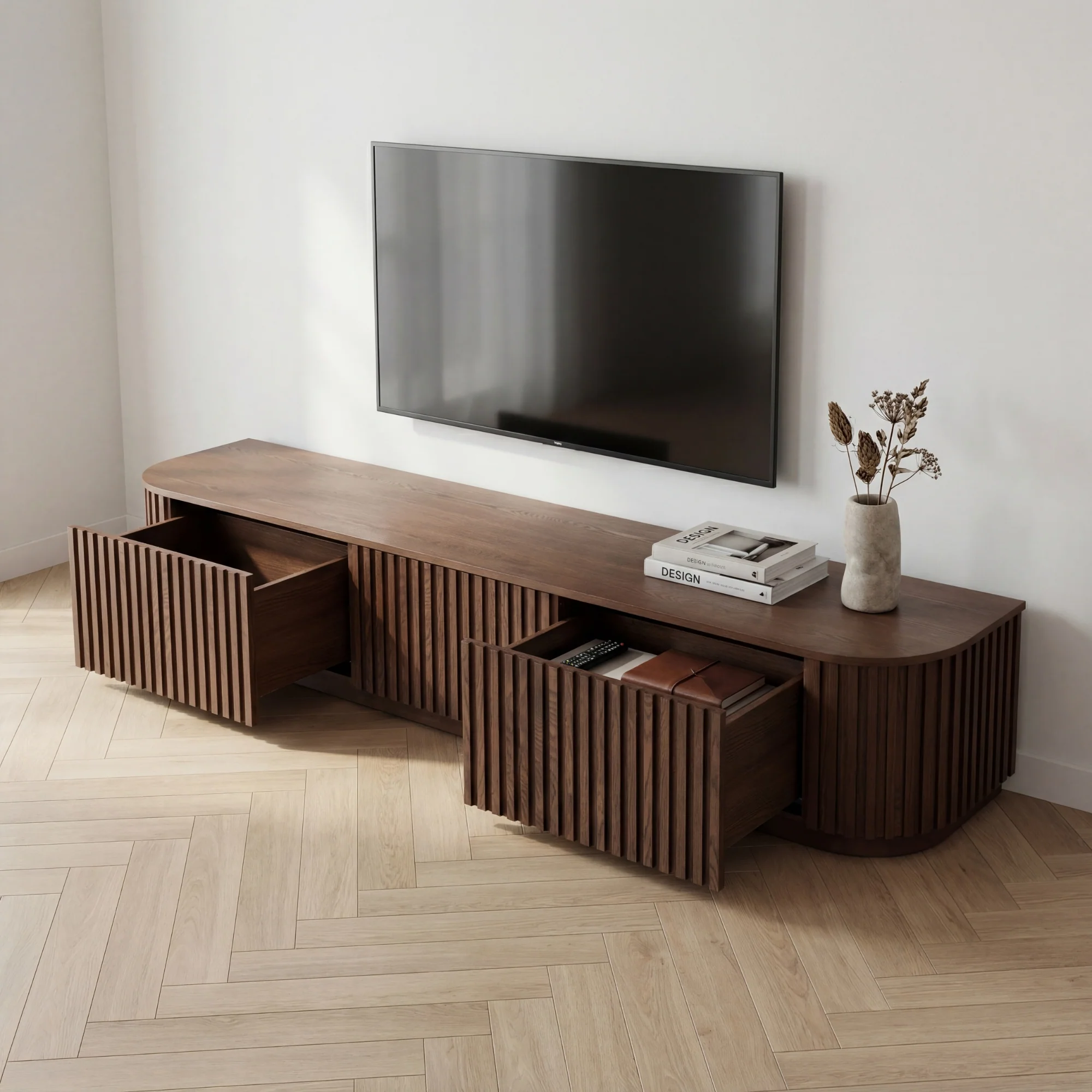 Vanessa 240cm ETU Entertainment TV Unit Walnut - Image 3