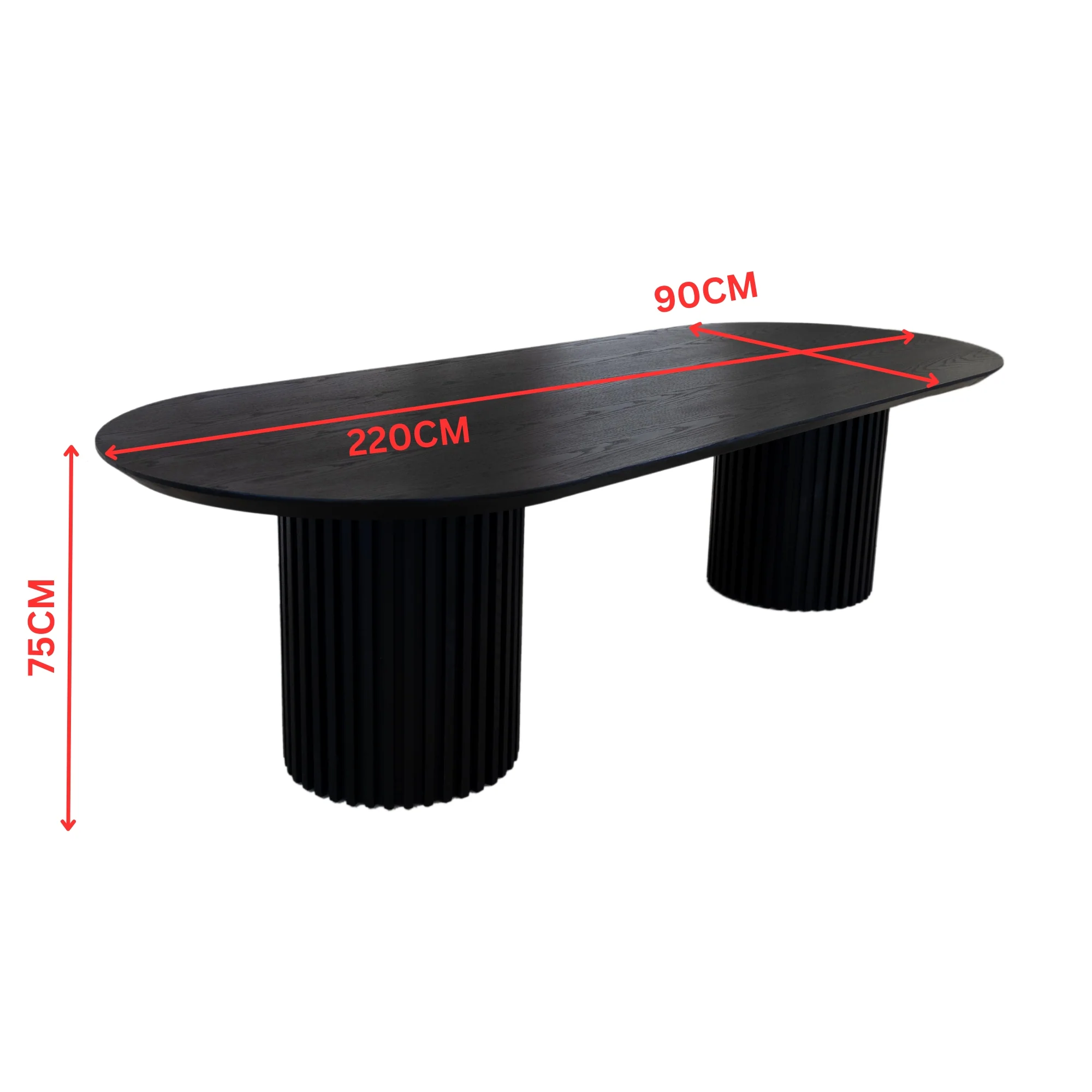 Vanessa 220cm Oval Dining Table Black - Image 2