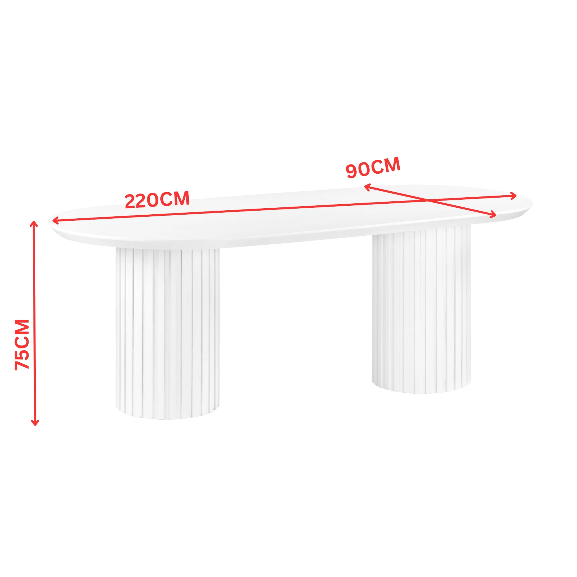 Vanessa 220cm Oval Dining Table White - Image 2