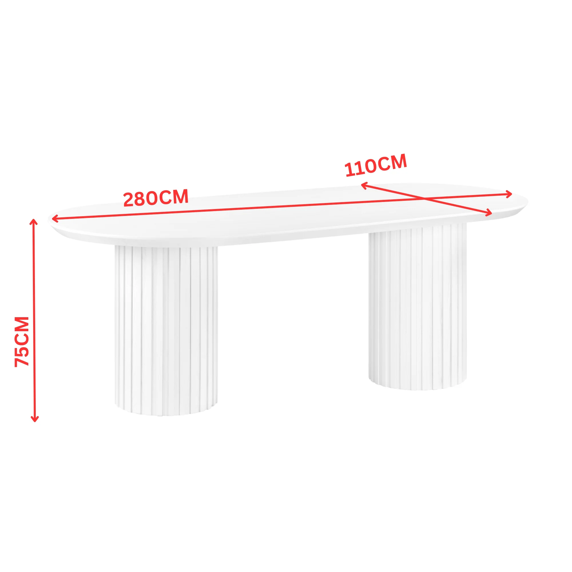 Vanessa 280cm Oval Dining Table White - Image 2