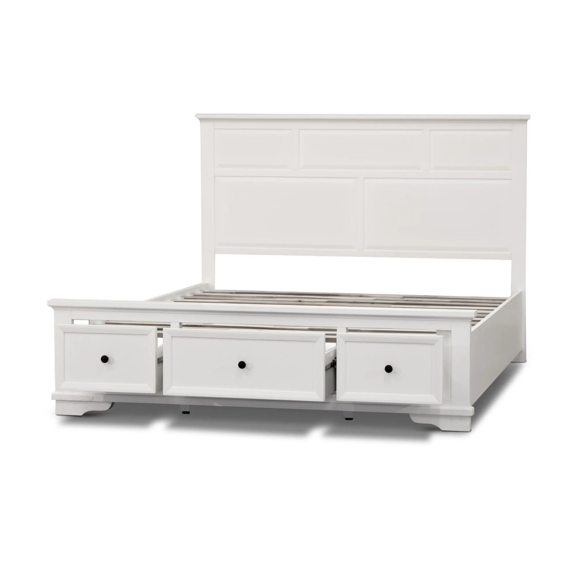 Venice 4pc King Size Set Bedroom Suite Bed Frame Bedside Table Tallboy  White - Image 3