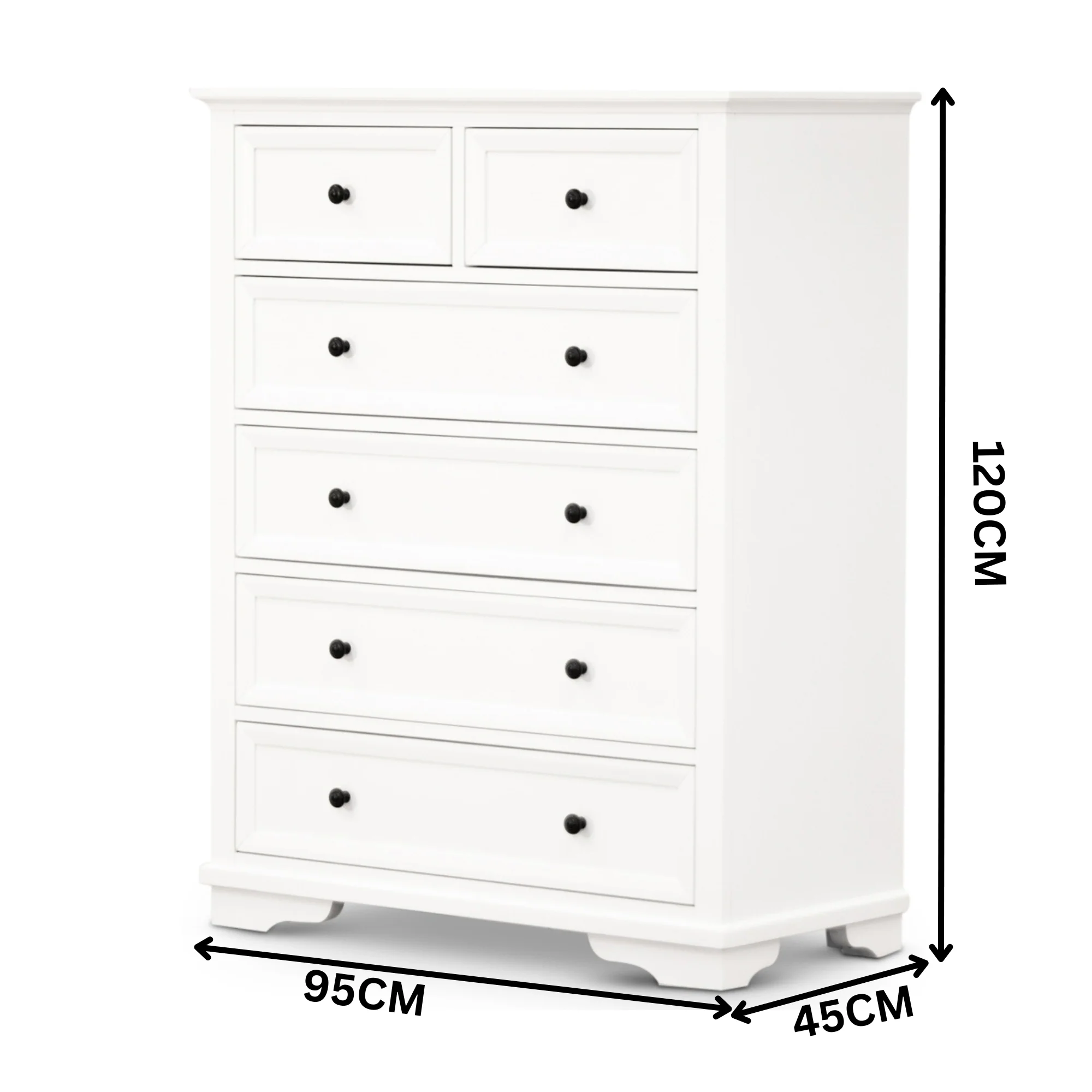 Venice 4pc King Size Set Bedroom Suite Bed Frame Bedside Table Tallboy  White - Image 6