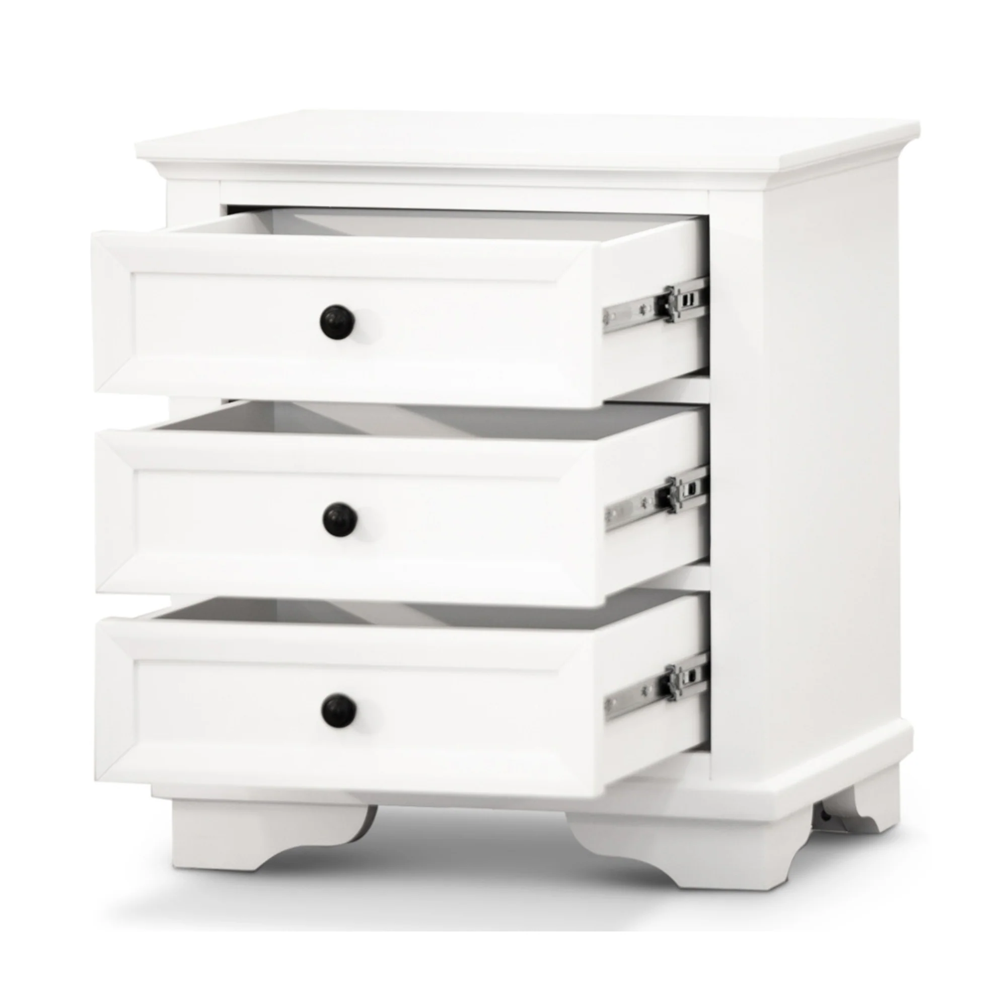 Venice 4pc King Size Set Bedroom Suite Bed Frame Bedside Table Tallboy  White - Image 7