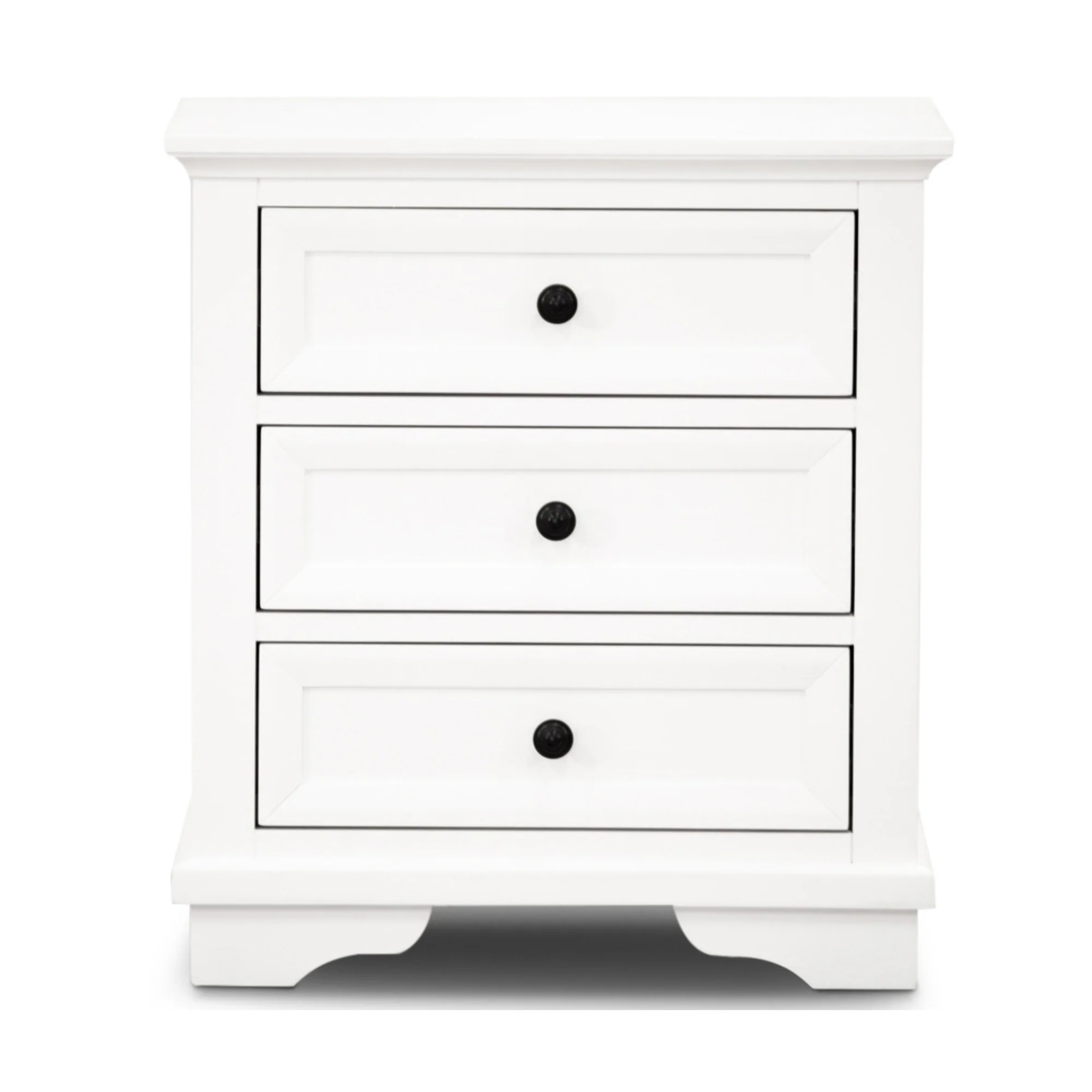 Venice Bedside Table 3 Drawer White - Image 2