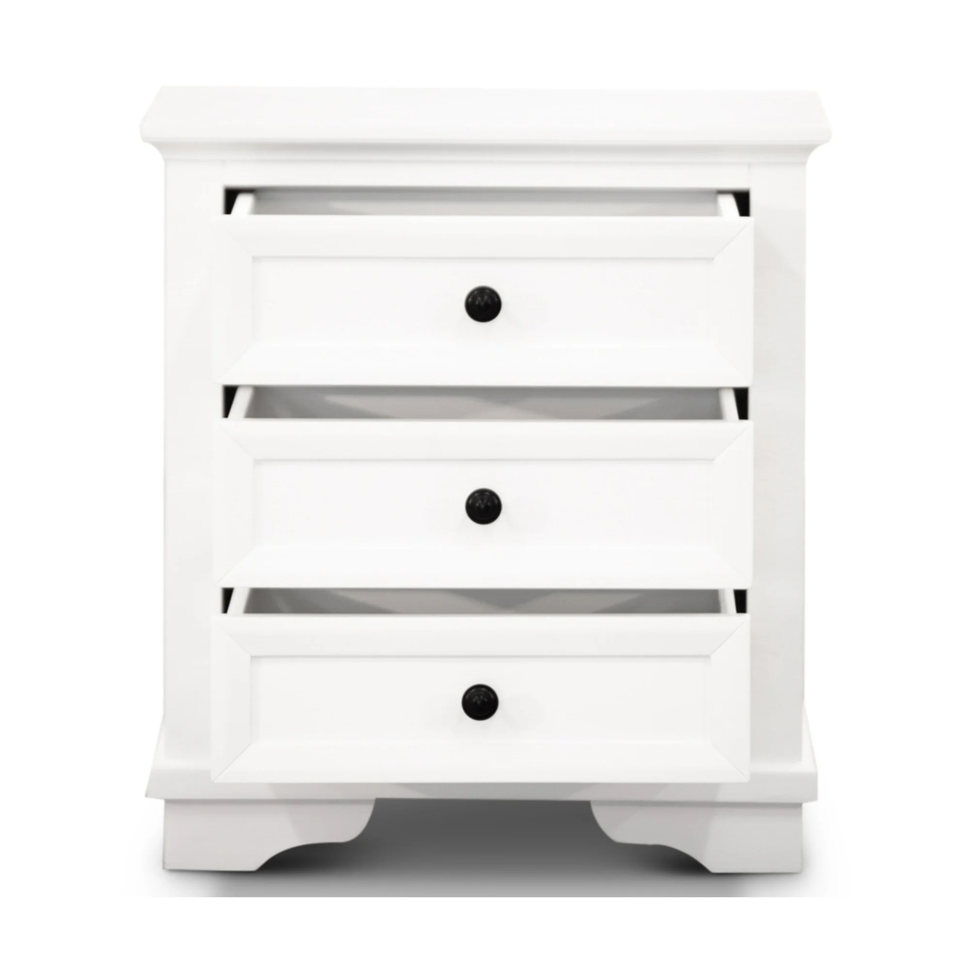 Venice Bedside Table 3 Drawer White - Image 5
