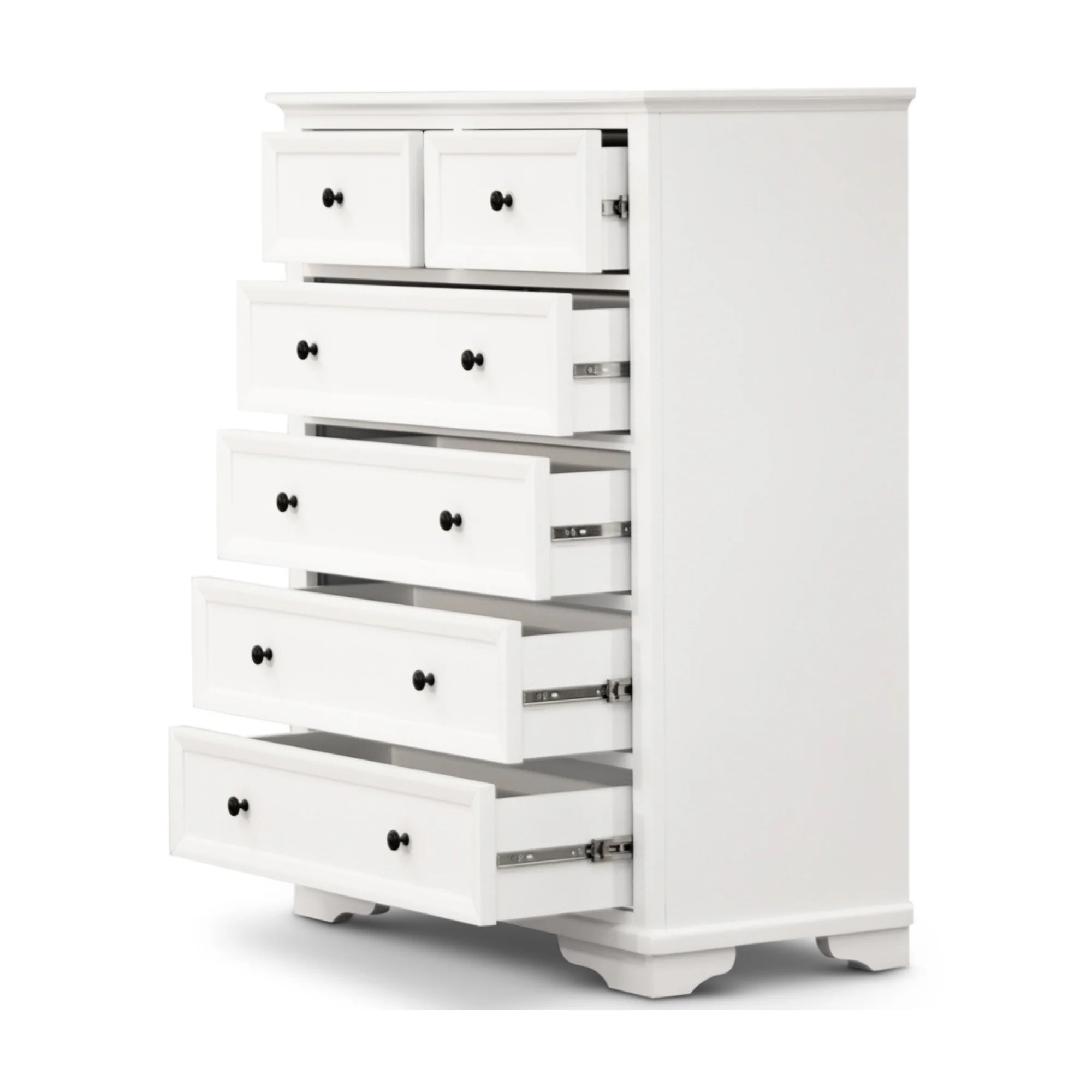 Venice Tallboy Chest of 6 Drawer Cabinet White - Image 4
