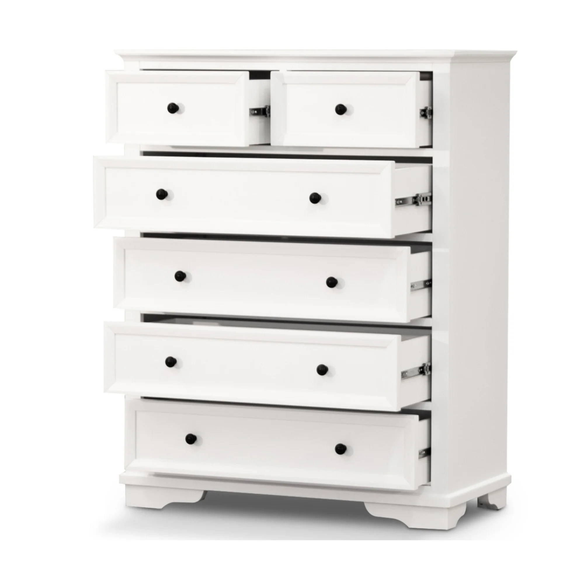 Venice Tallboy Chest of 6 Drawer Cabinet White - Image 5