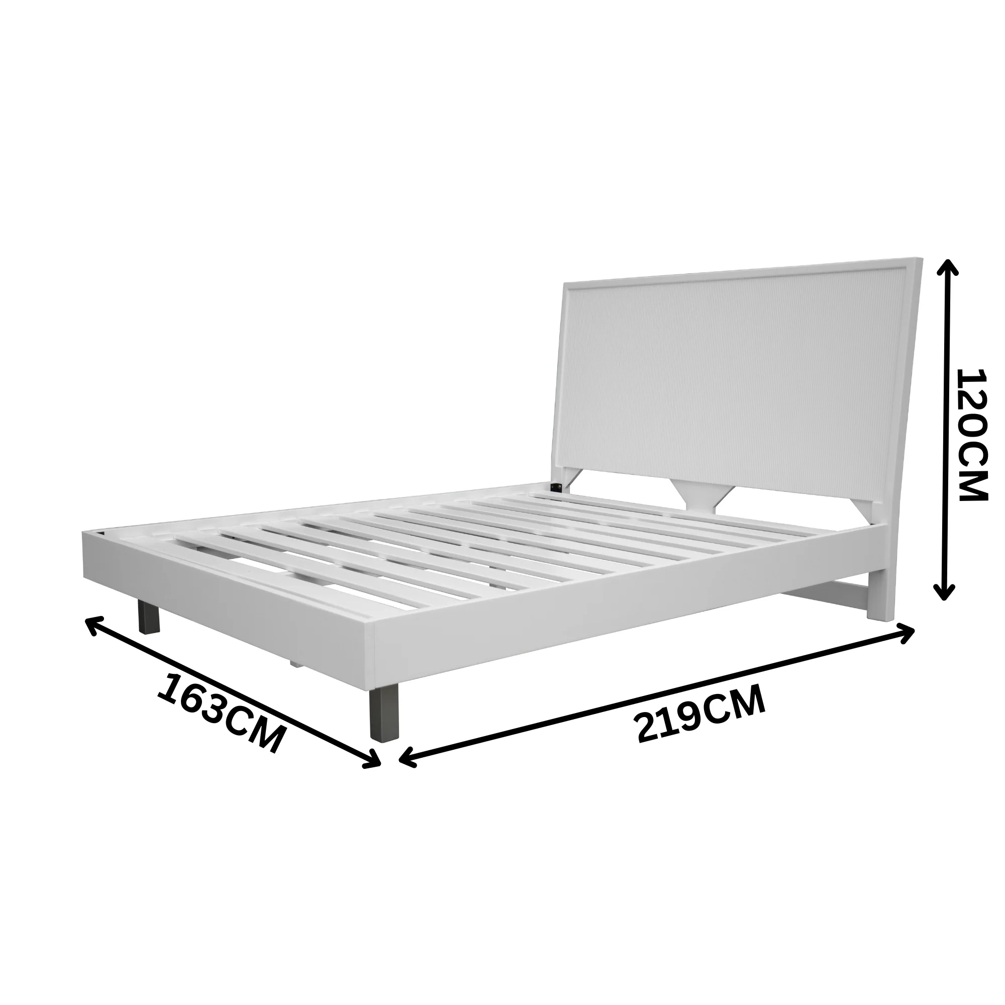 Wavey Queen Bed Frame White - Image 2