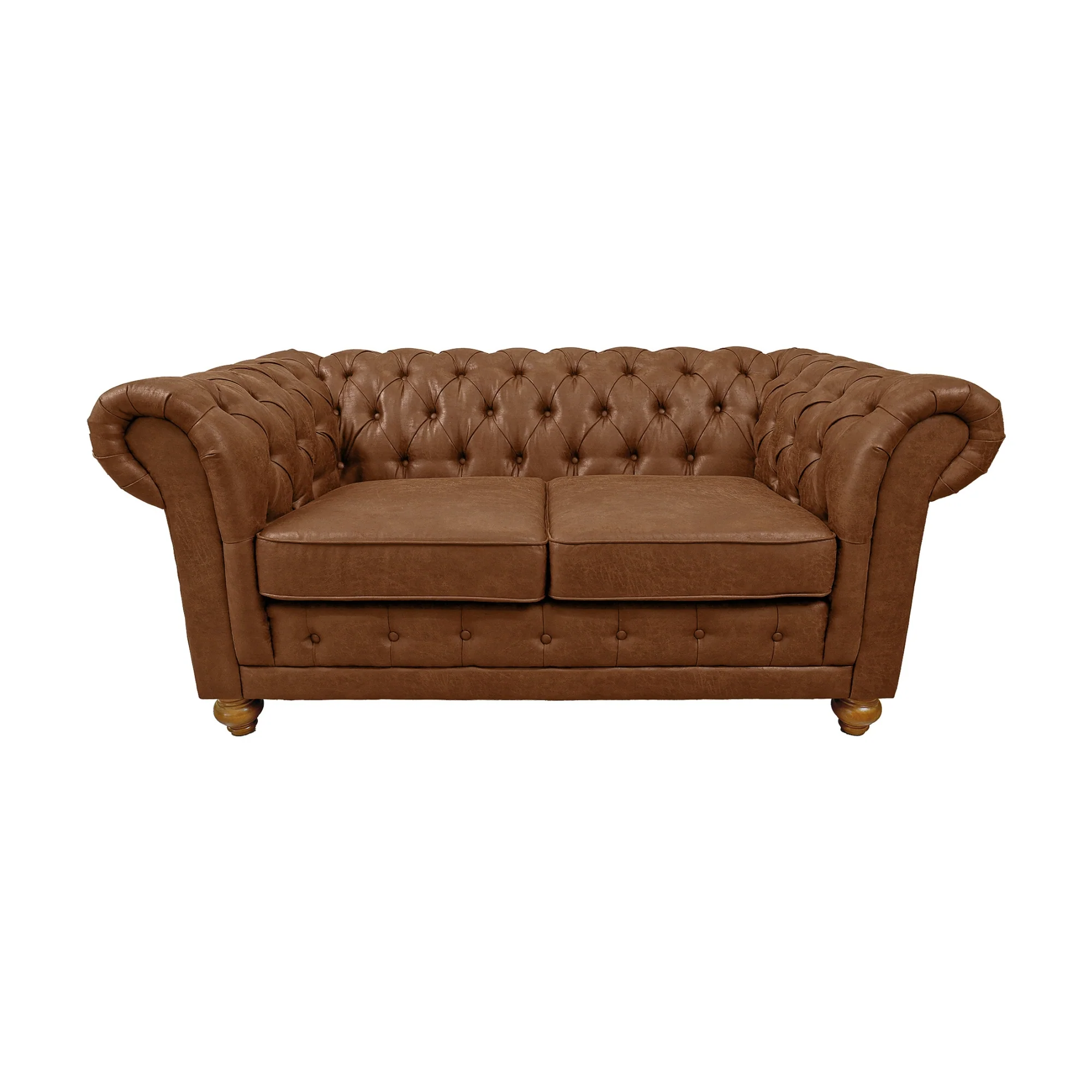 Winston 2 Seater Chesterfield Fabric Sofa Tan - Image 2