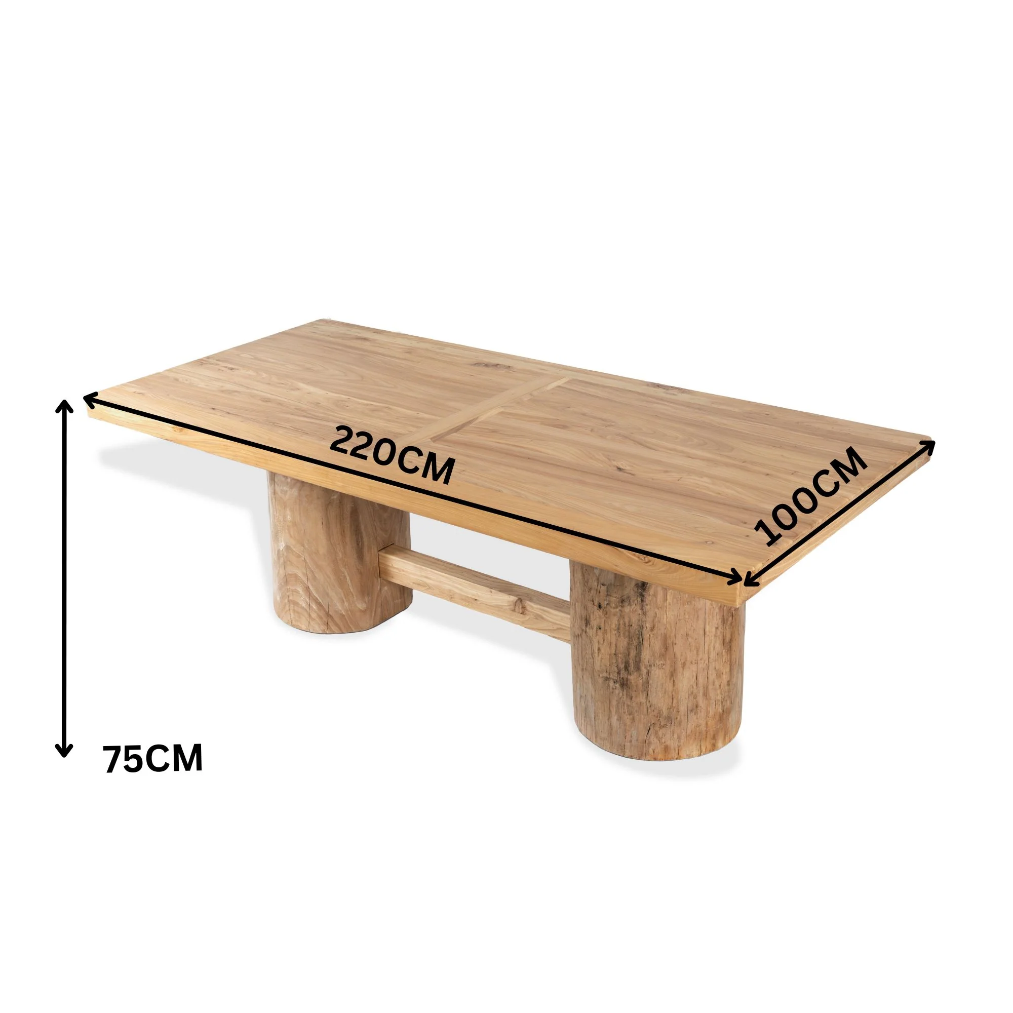 Winston 220cm Dining Table Reclaimed Elm Wood Natural - Image 3