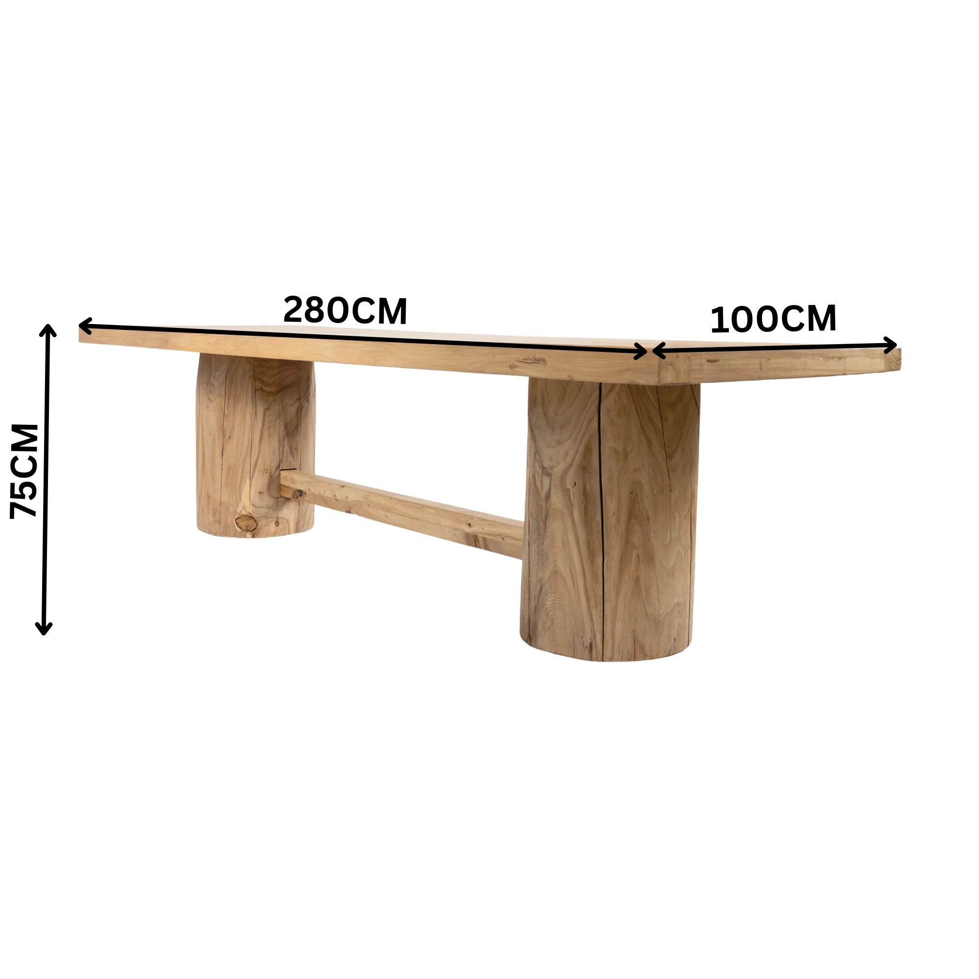 Winston 280cm Dining Table Reclaimed Elm Wood Natural - Image 3