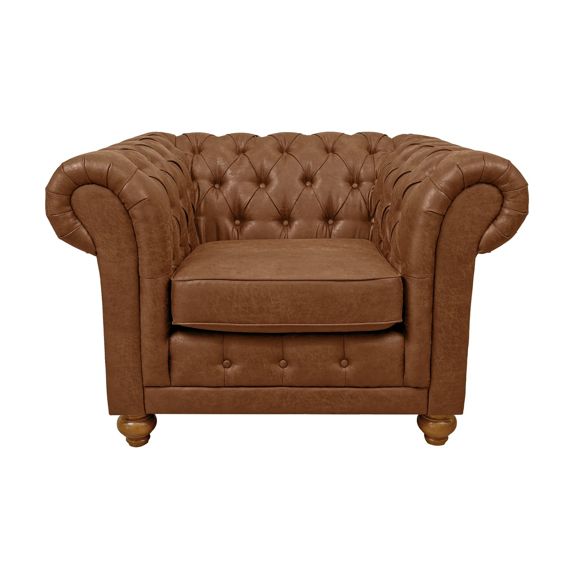 Winston Chesterfield Armchair Fabric Sofa Tan - Image 2