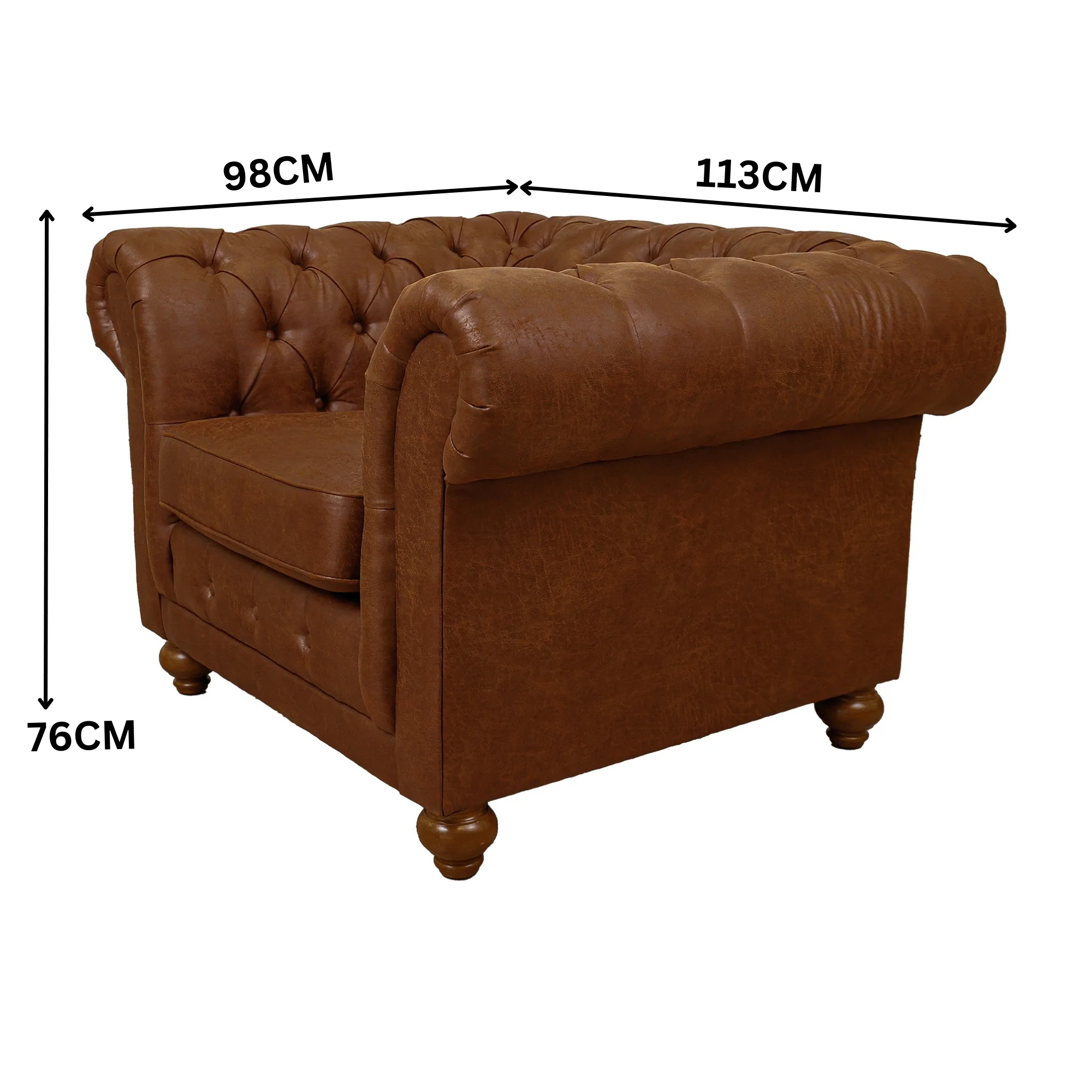 Winston Chesterfield Armchair Fabric Sofa Tan - Image 3
