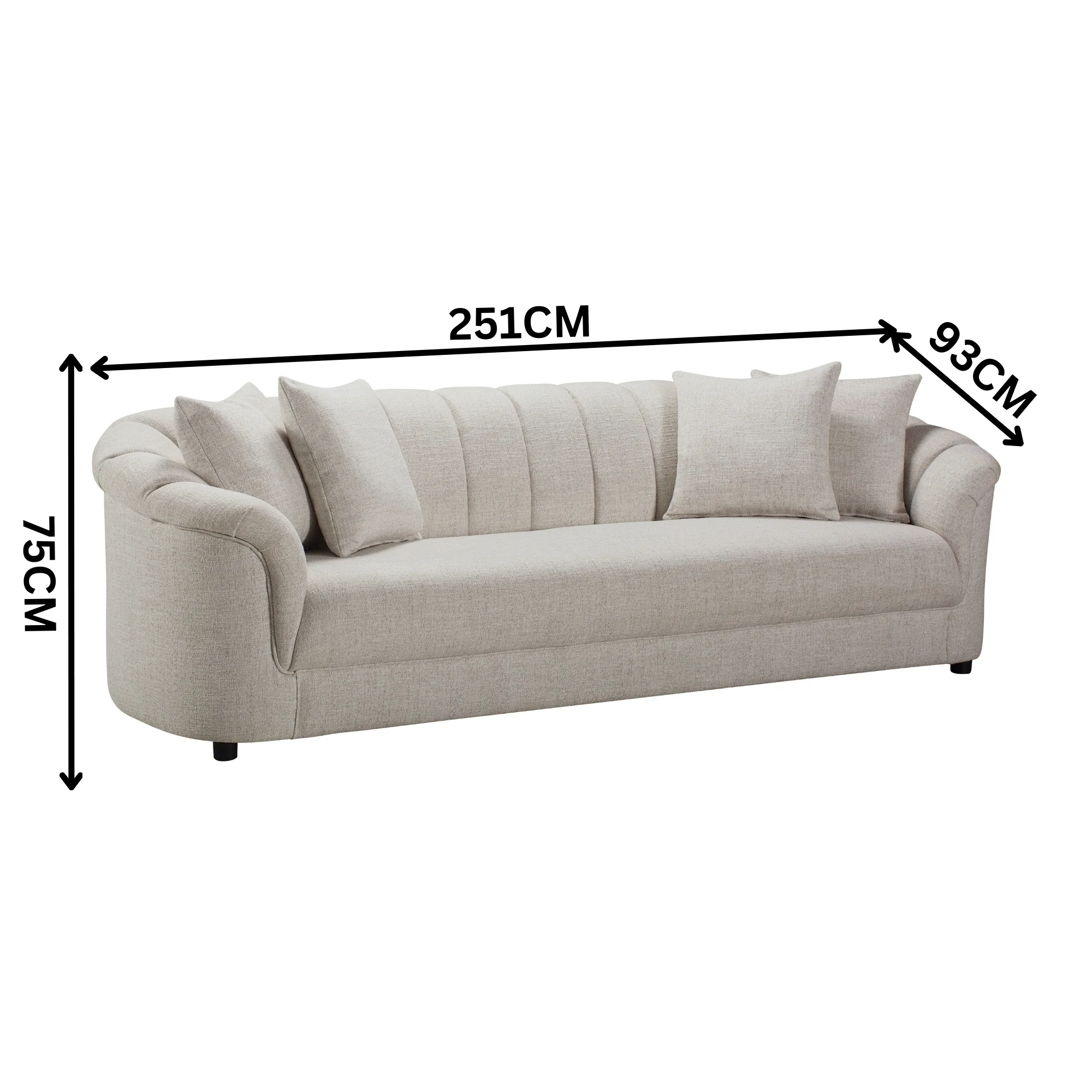 Yorker 4 Seater Fabric Sofa Beige - Image 3
