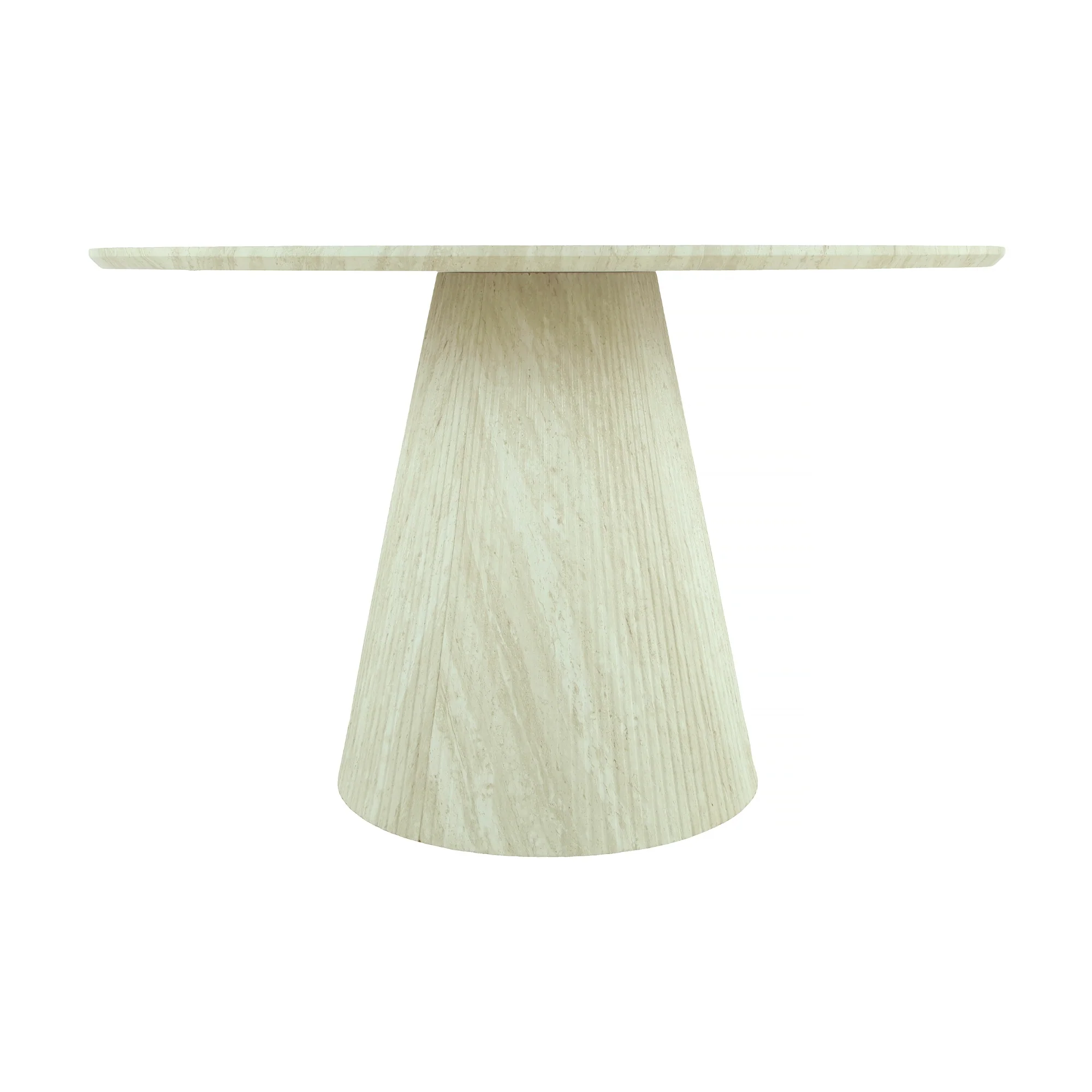 Yvon 120cm Round Dining Table Travertine White - Image 3