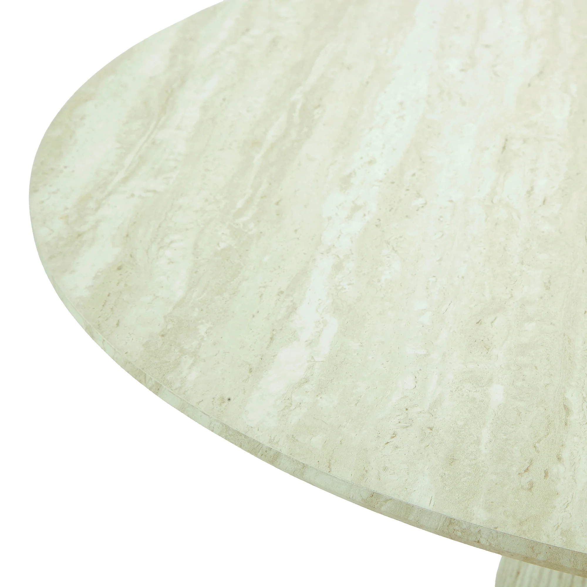 Yvon 120cm Round Dining Table Travertine White - Image 5