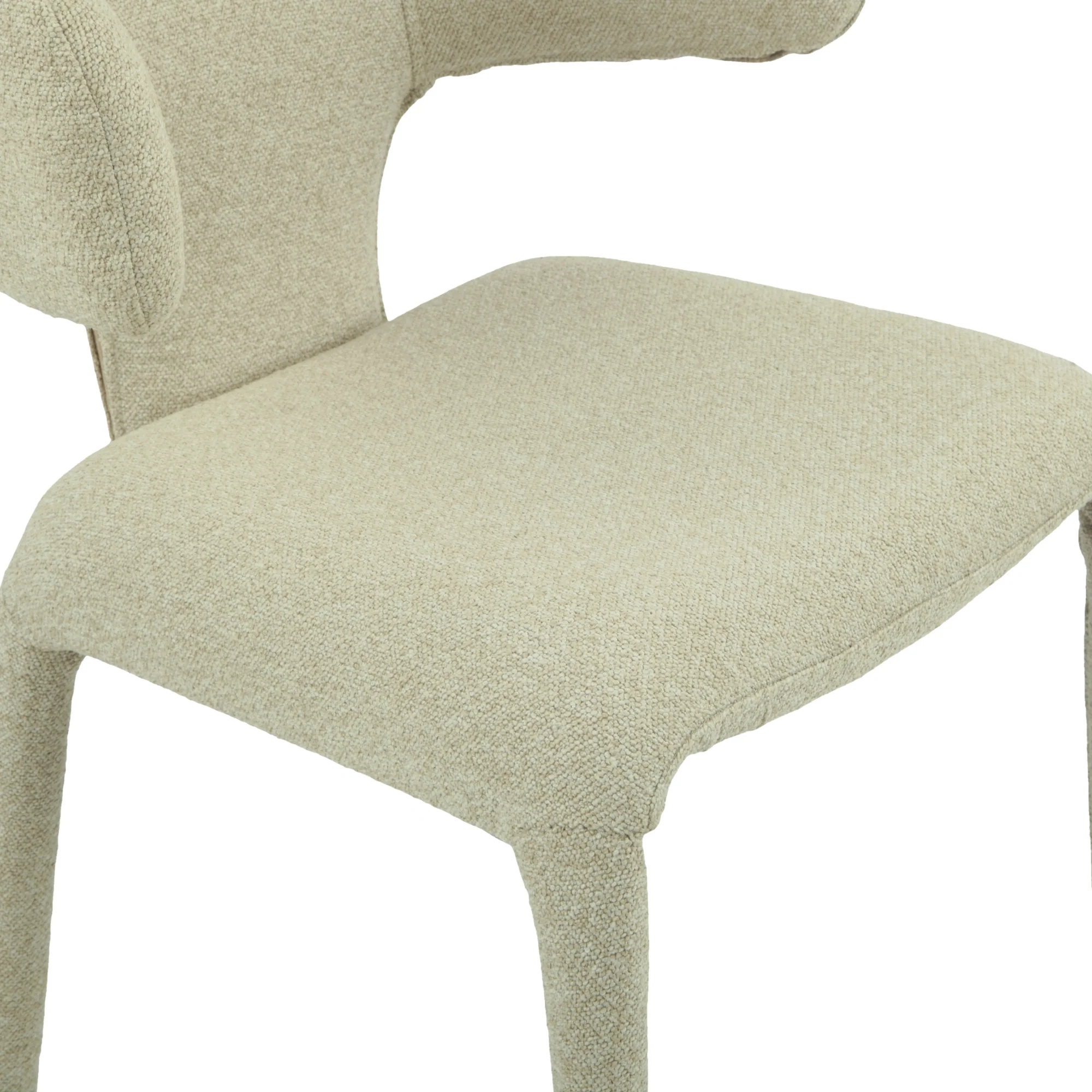 Yvon 2pc Set Boucle Fabric Dining Chair Ivory - Image 4