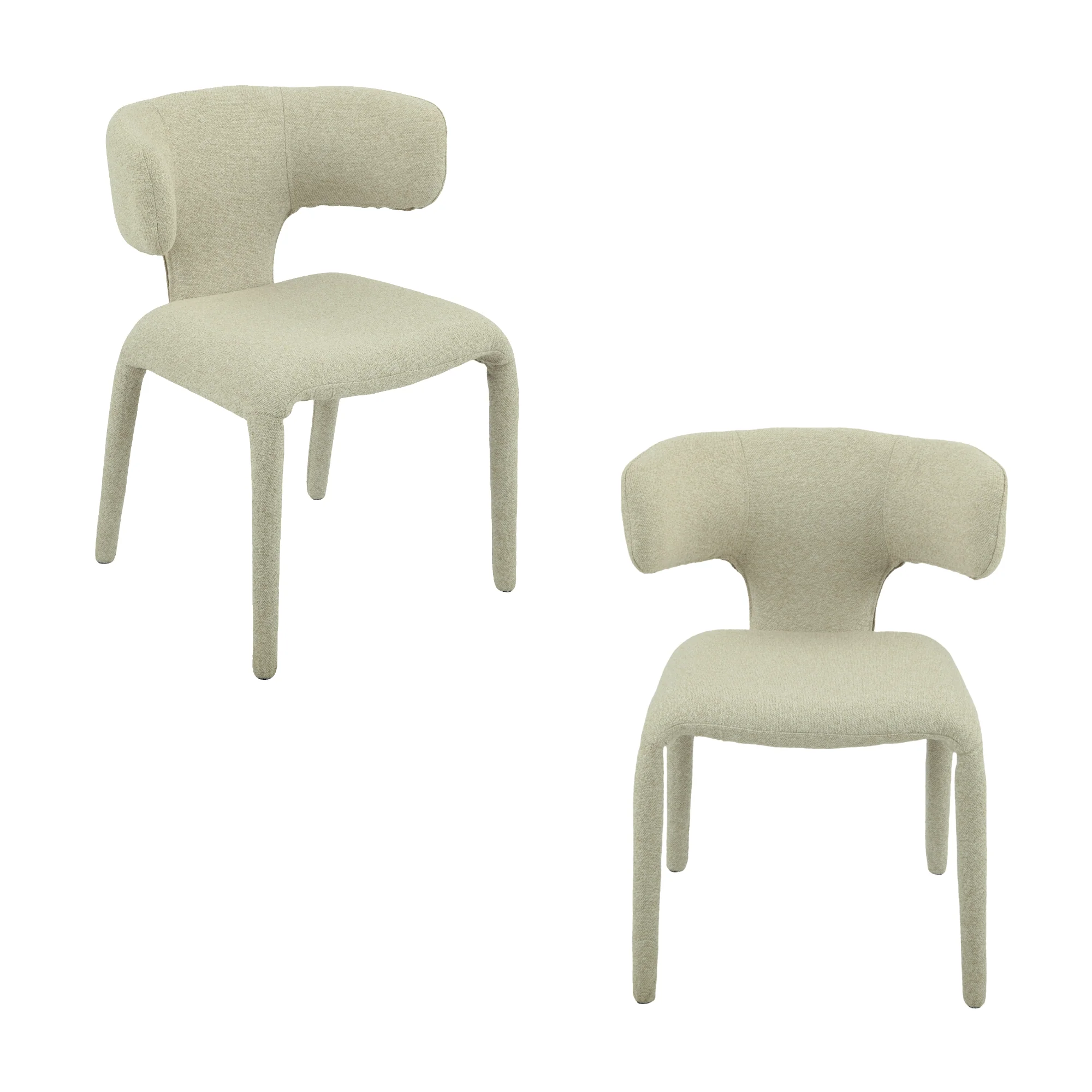 Yvon 5pc Dining Set 120cm Round Dining Table Ivory Boucle Fabric Chair - Image 5