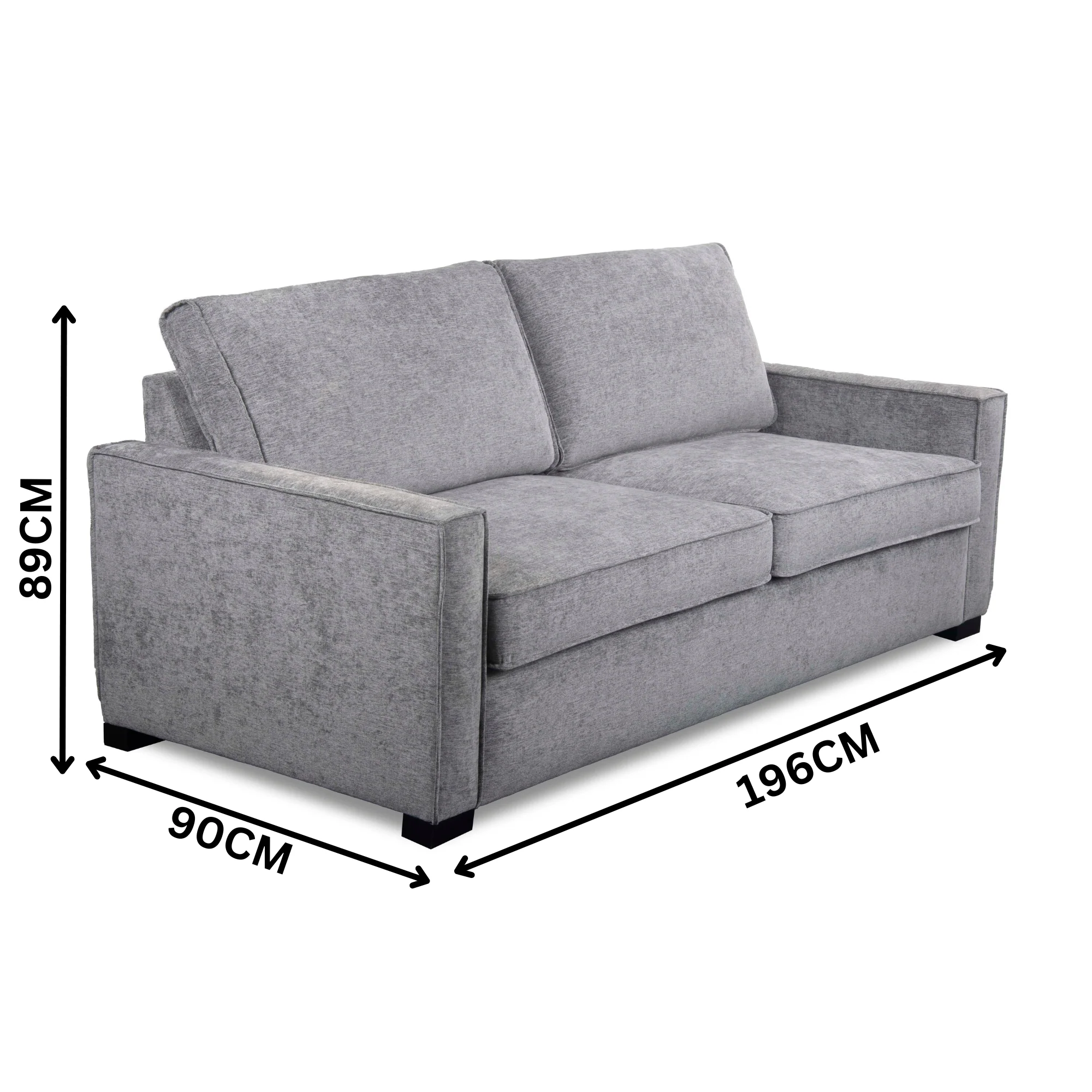 Zeplin Fabric Sofa Queen Bed Lounge Couch Memory Foam Mattress Slate Light Grey - Image 3