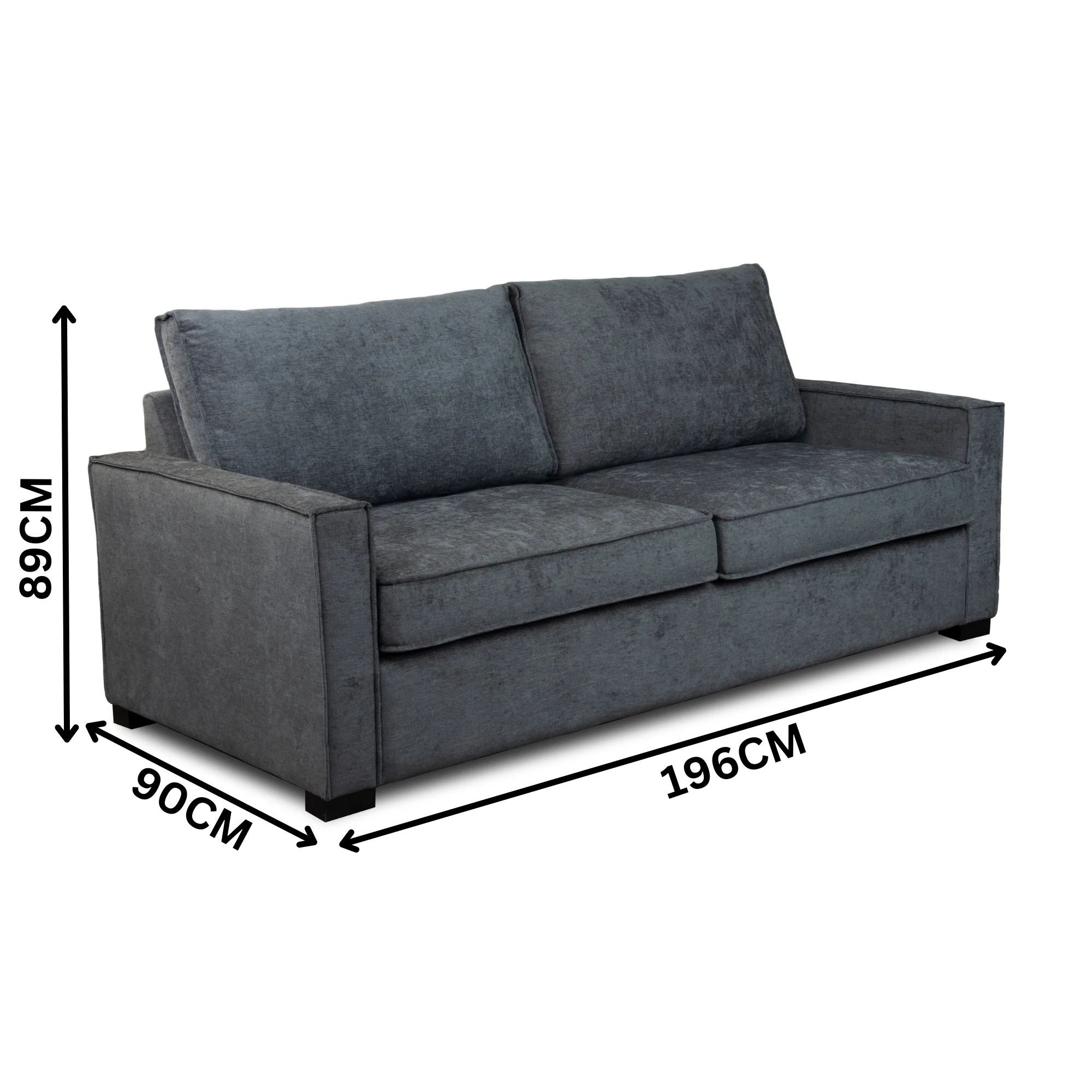 Zeplin Fabric Sofa Queen Bed Lounge Couch Memory Foam Mattress Storm Dark Grey - Image 3
