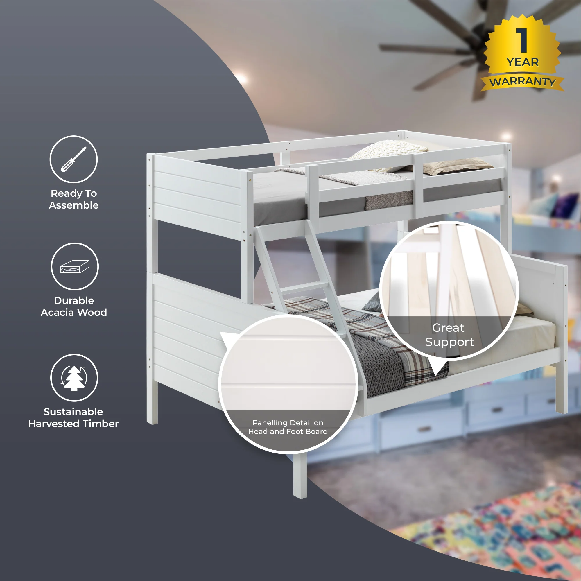 Zinnia Single Over Double Bunk Bed Frame - Image 5